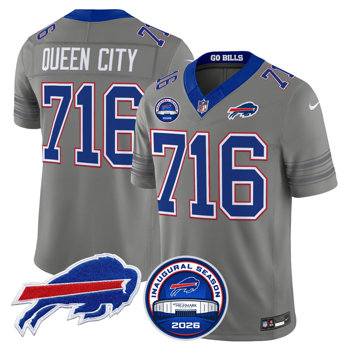 Buffalo Bills Gray Nickel City Vapor Jersey V2- Stitched (2)