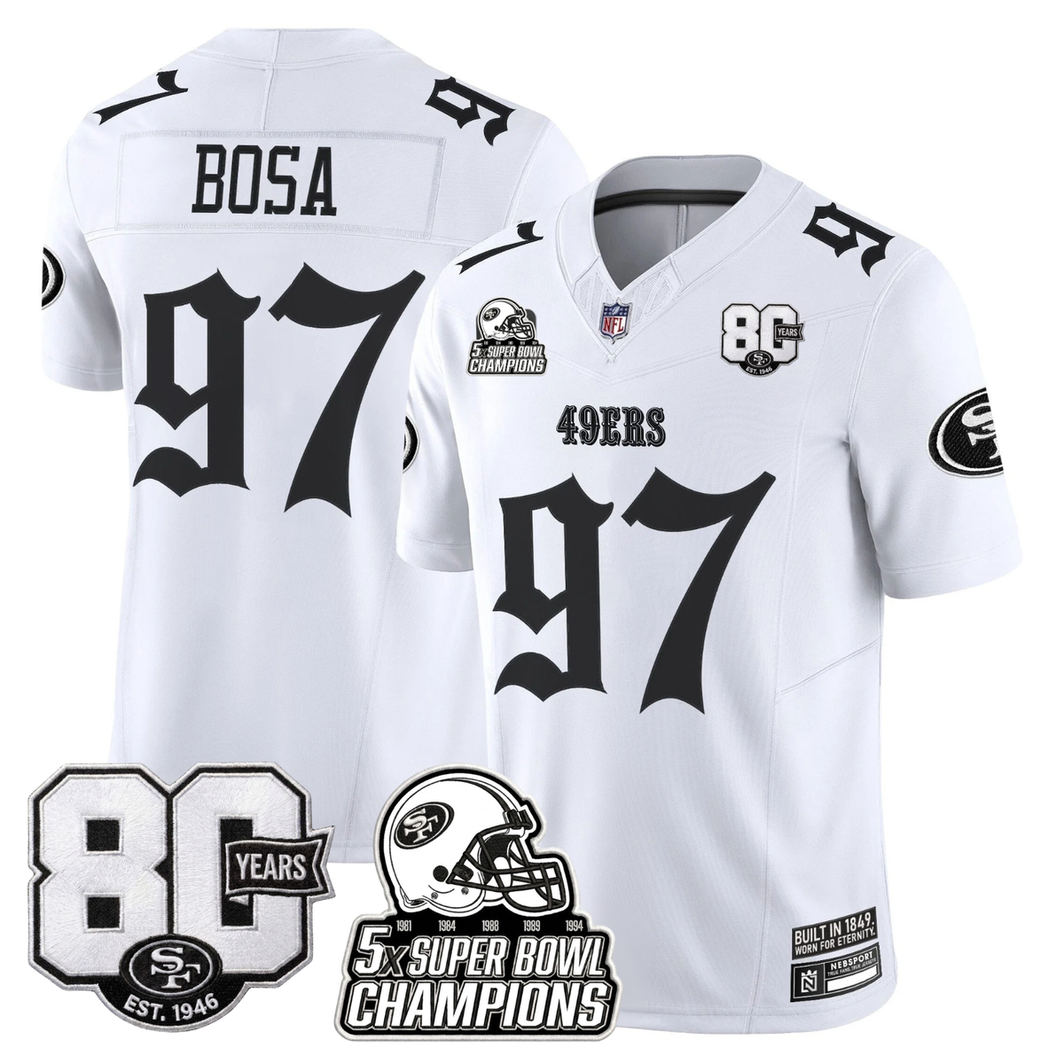 SF 'Fog City Gothic Edition' 80th Anniversary & 5X Champs Jersey - Stitched