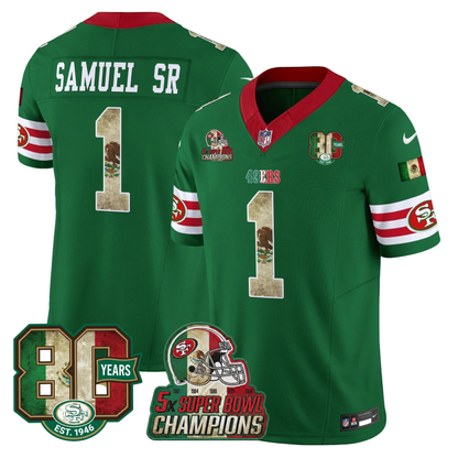 49ers Mexico 80th Anniversary & 5X Champs Jersey - Stitched