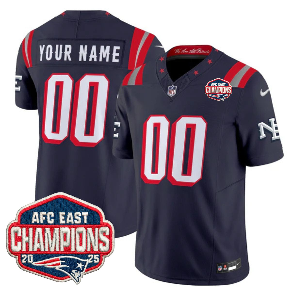 NE 2025 "Rivalries" AFC East Champions Vapor Limited Custom Jersey - Stitched