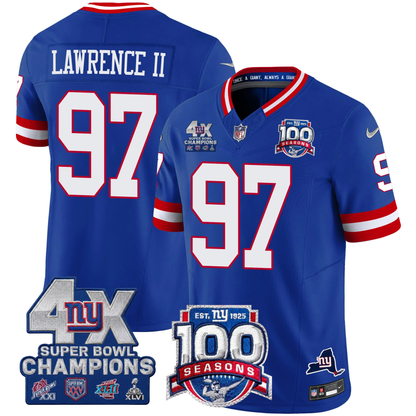 NYG 4X Champions & 100th Season Patch Vapor Limited Jersey - Stitched