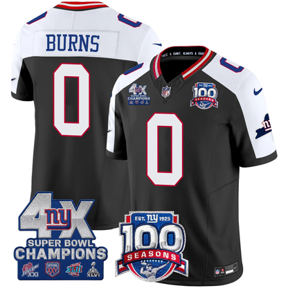 NYG 4X Champions & 100th Season Patch Vapor Limited Gold Jersey - Stitched-NQD