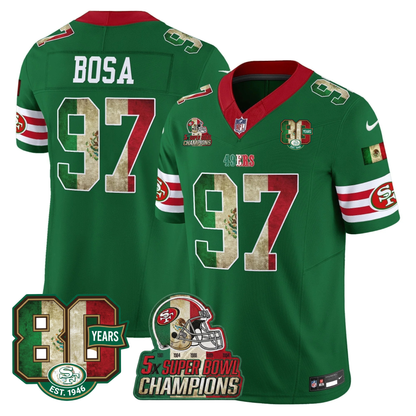49ers Mexico 80th Anniversary & 5X Champs Jersey - Stitched