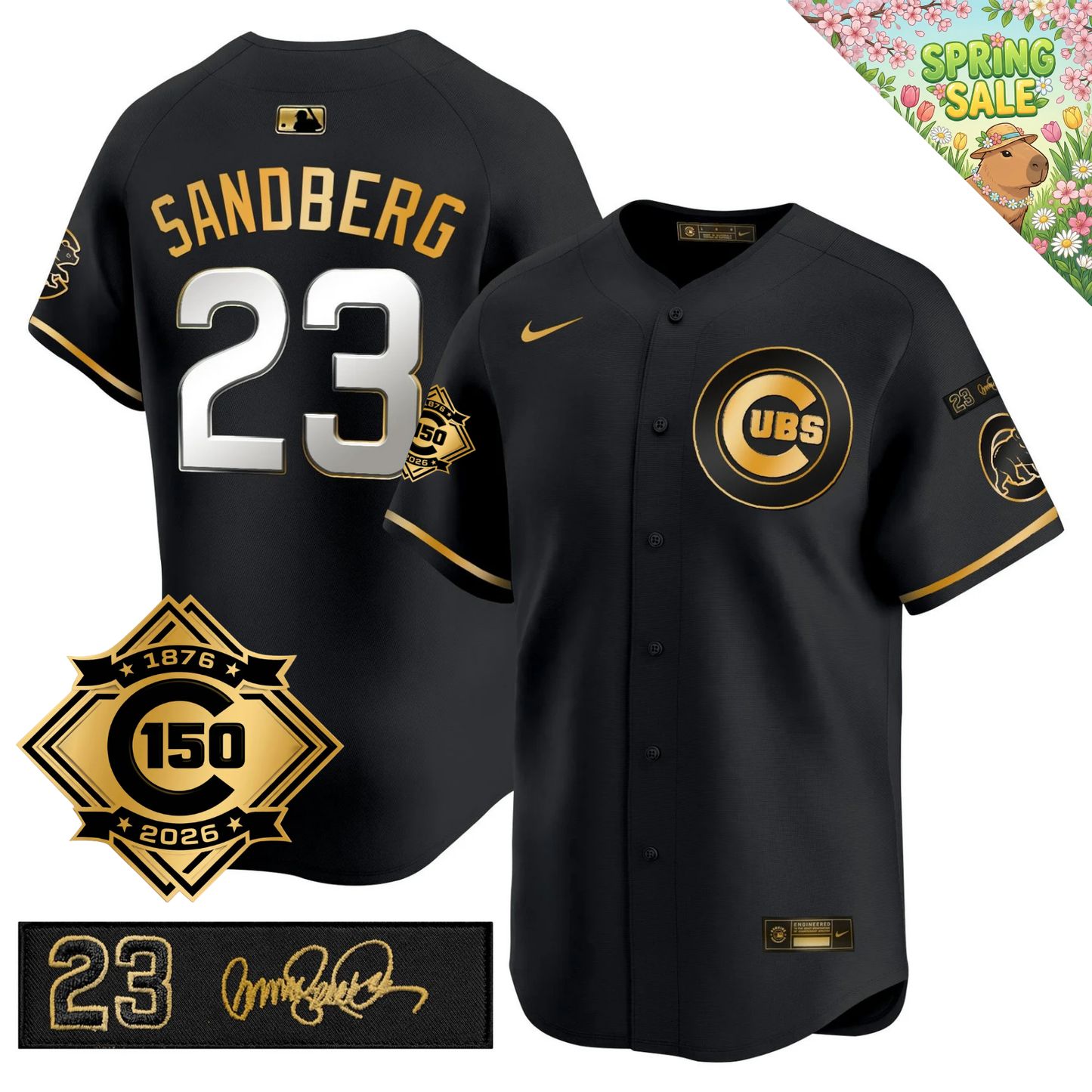 CHC 150th Anniversary & 'Ryne Sandberg Tribute' Patch Vapor Premier Limited Gold Jersey - All Stitched