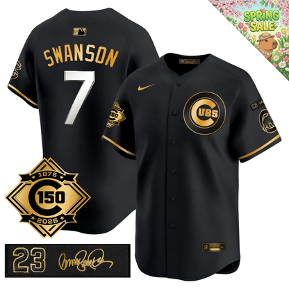 CHC 150th Anniversary & 'Ryne Sandberg Tribute' Patch Vapor Premier Limited Gold Jersey - All Stitched