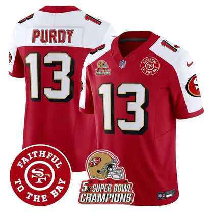 49ers Throwback 5x Champs & Faithful To The Bay Patch Vapor Limited Jersey - Stitched