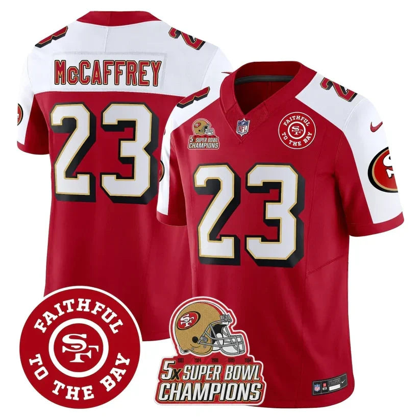 49ers Throwback 5x Champs & Faithful To The Bay Patch Vapor Limited Jersey - Stitched