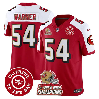 49ers Throwback 5x Champs & Faithful To The Bay Patch Vapor Limited Jersey - Stitched