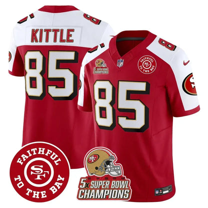 49ers Throwback 5x Champs & Faithful To The Bay Patch Vapor Limited Jersey - Stitched