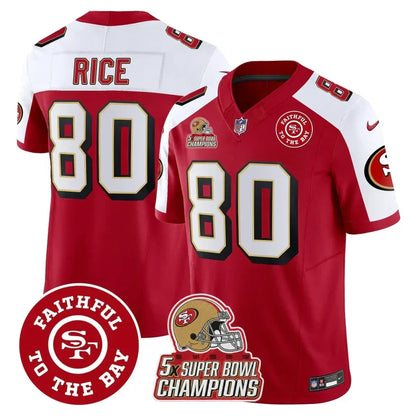 49ers Throwback 5x Champs & Faithful To The Bay Patch Vapor Limited Jersey - Stitched