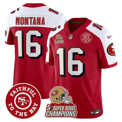 49ers Throwback 5x Champs & Faithful To The Bay Patch Vapor Limited Jersey - Stitched
