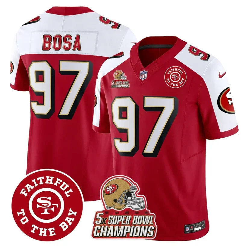 49ers Throwback 5x Champs & Faithful To The Bay Patch Vapor Limited Jersey - Stitched