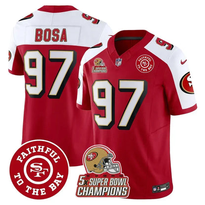 49ers Throwback 5x Champs & Faithful To The Bay Patch Vapor Limited Jersey - Stitched