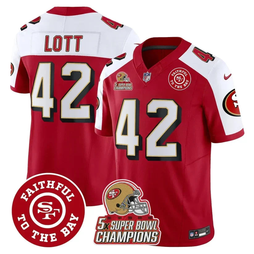 49ers Throwback 5x Champs & Faithful To The Bay Patch Vapor Limited Jersey - Stitched