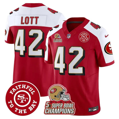 49ers Throwback 5x Champs & Faithful To The Bay Patch Vapor Limited Jersey - Stitched