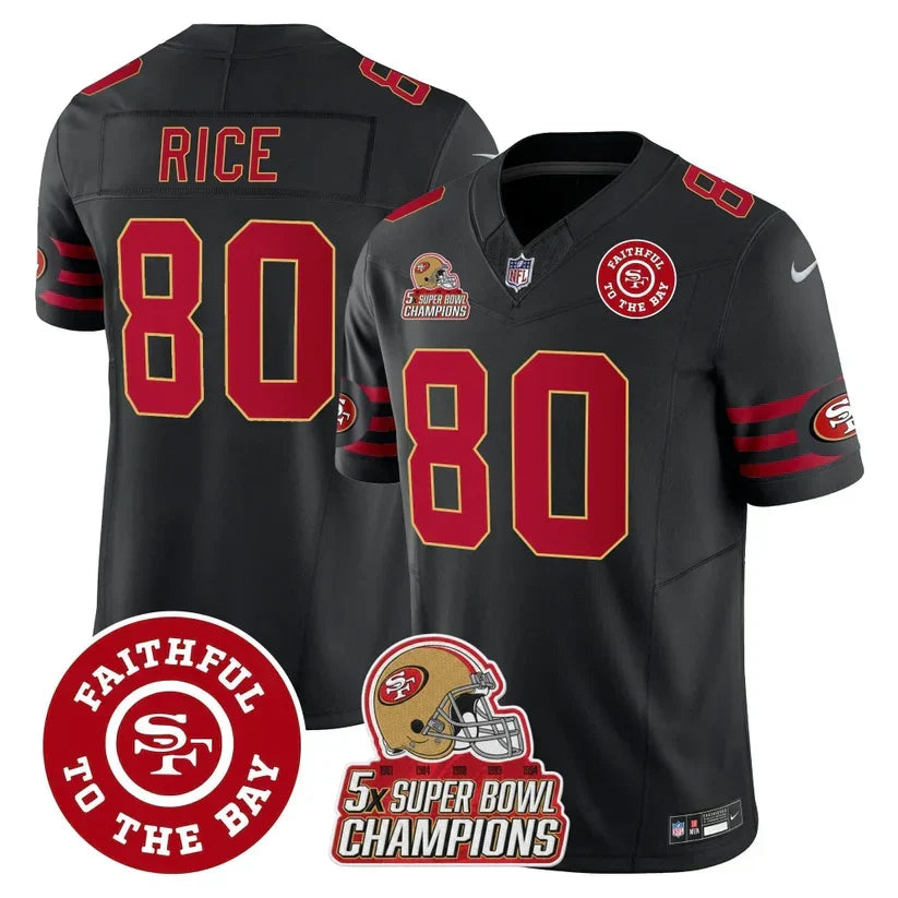 49ers Throwback 5x Champs & Faithful To The Bay Patch Vapor Limited Jersey - Stitched