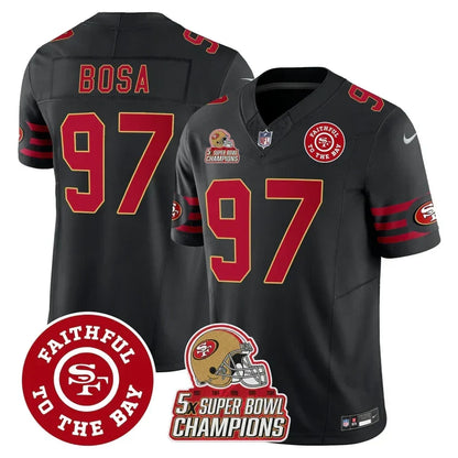 49ers Throwback 5x Champs & Faithful To The Bay Patch Vapor Limited Jersey - Stitched