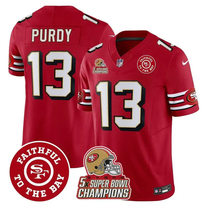 49ers Throwback 5x Champs & Faithful To The Bay Patch Vapor Limited Jersey - Stitched