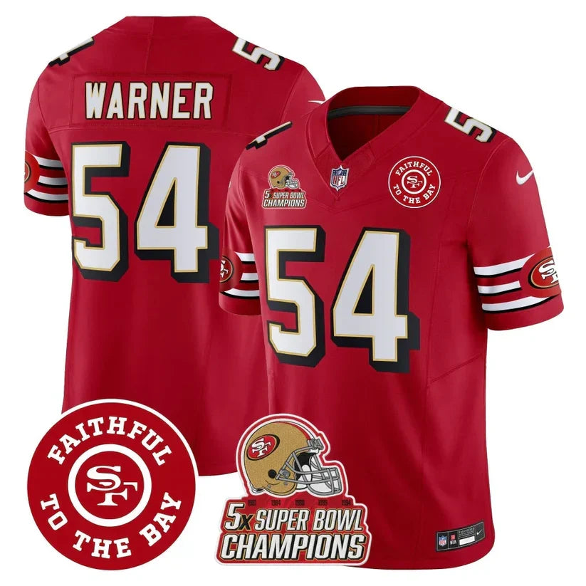 49ers Throwback 5x Champs & Faithful To The Bay Patch Vapor Limited Jersey - Stitched
