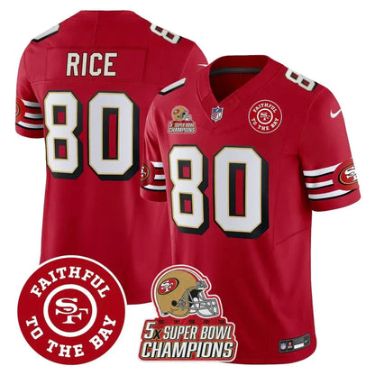 49ers Throwback 5x Champs & Faithful To The Bay Patch Vapor Limited Jersey - Stitched