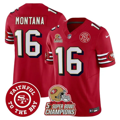 49ers Throwback 5x Champs & Faithful To The Bay Patch Vapor Limited Jersey - Stitched