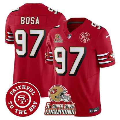 49ers Throwback 5x Champs & Faithful To The Bay Patch Vapor Limited Jersey - Stitched