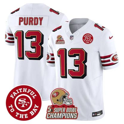 49ers Throwback 5x Champs & Faithful To The Bay Patch Vapor Limited Jersey - Stitched