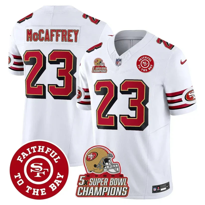49ers Throwback 5x Champs & Faithful To The Bay Patch Vapor Limited Jersey - Stitched
