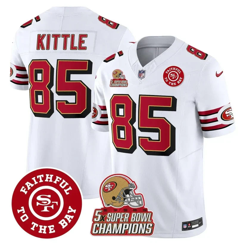 49ers Throwback 5x Champs & Faithful To The Bay Patch Vapor Limited Jersey - Stitched
