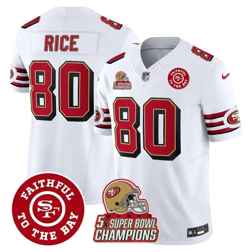 49ers Throwback 5x Champs & Faithful To The Bay Patch Vapor Limited Jersey - Stitched