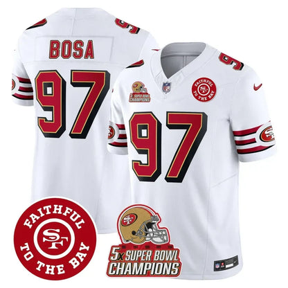 49ers Throwback 5x Champs & Faithful To The Bay Patch Vapor Limited Jersey - Stitched