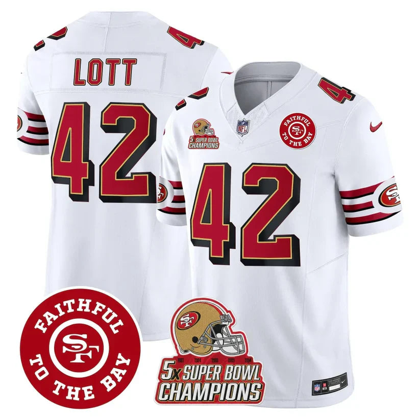 49ers Throwback 5x Champs & Faithful To The Bay Patch Vapor Limited Jersey - Stitched