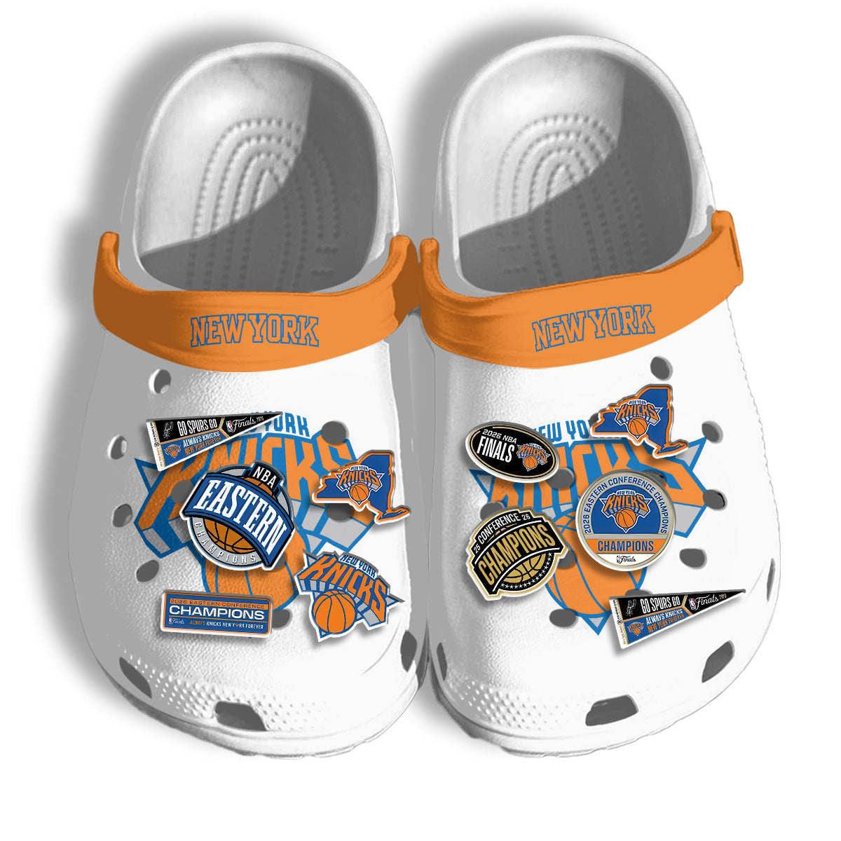 New York Knicks 2026 NBA Finals Clogs White - Charms Gift Set