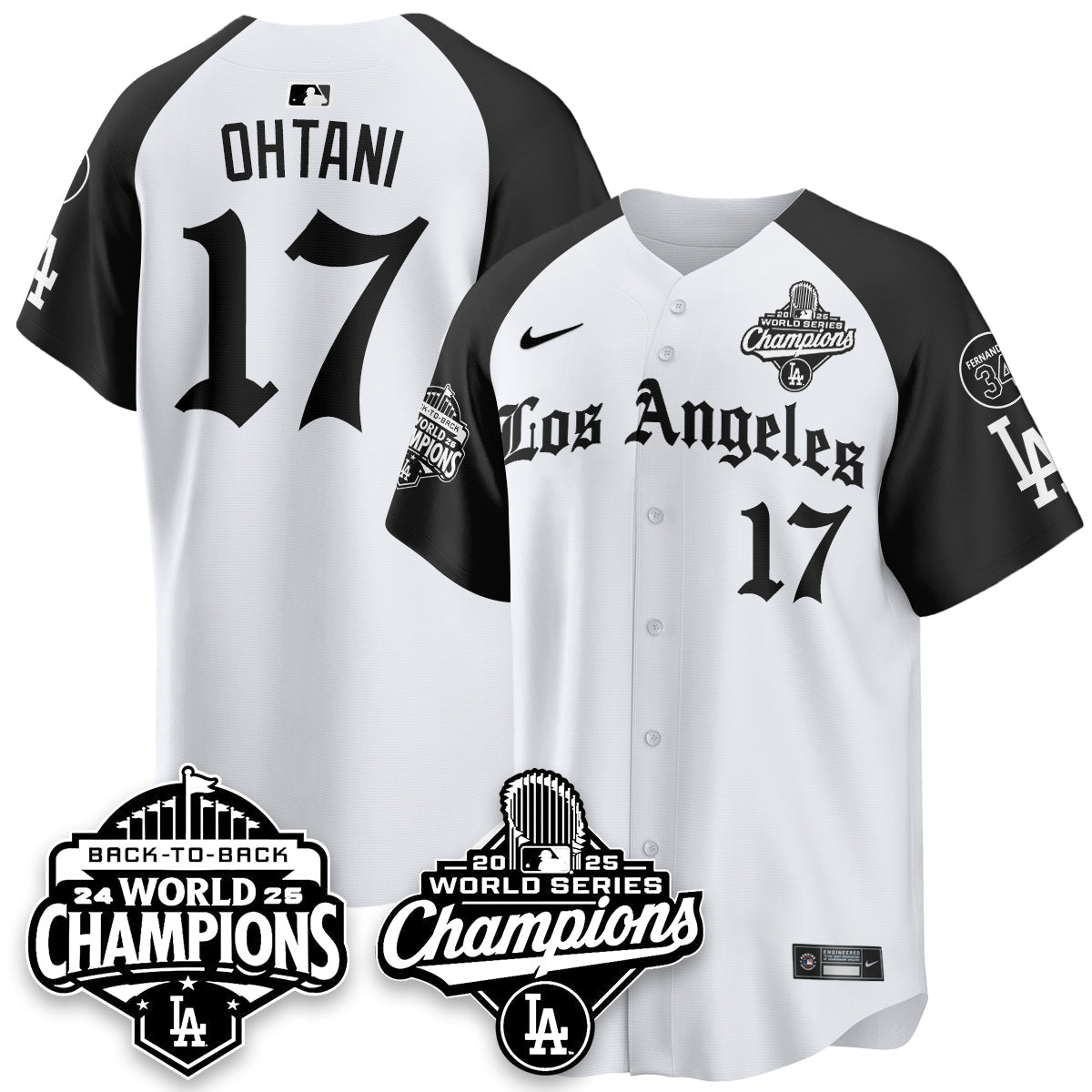 LAD 2025 World Series Champions Vapor Premier Limited Jersey - LA Gothic Edition - Stitched N2