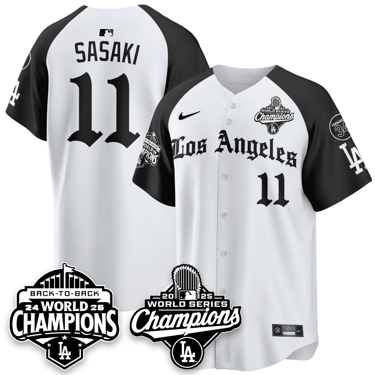 LAD 2025 World Series Champions Vapor Premier Limited Jersey - LA Gothic Edition - Stitched N2