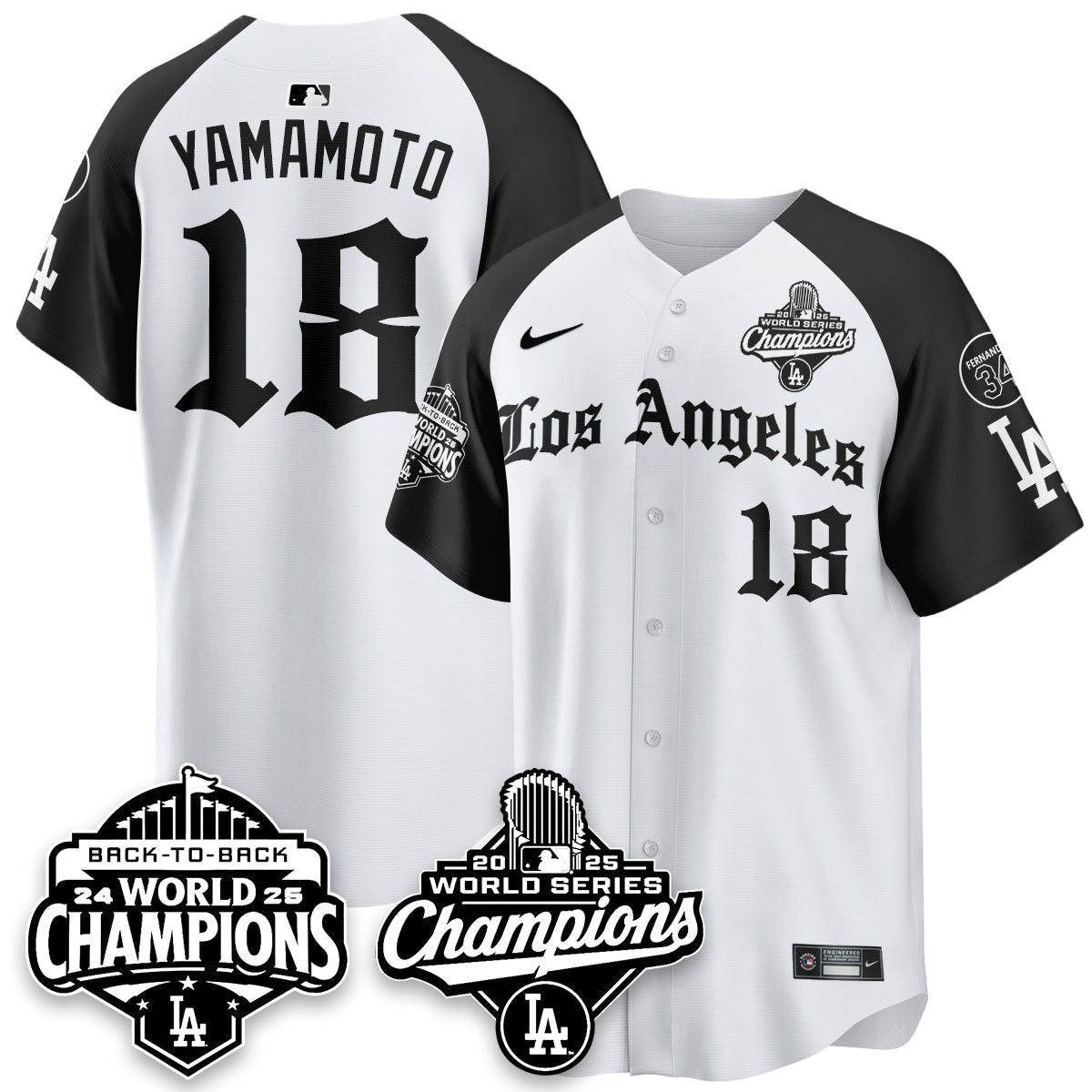 LAD 2025 World Series Champions Vapor Premier Limited Jersey - LA Gothic Edition - Stitched N2