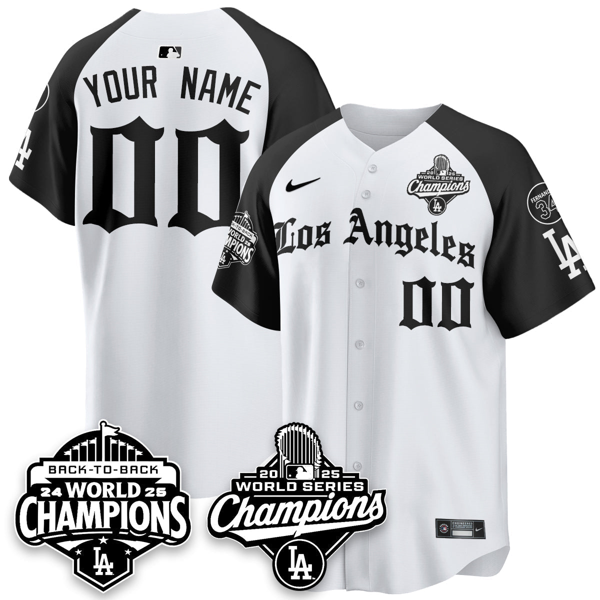 LAD 2025 World Series Champions Vapor Premier Limited Jersey - LA Gothic Edition - Stitched N2