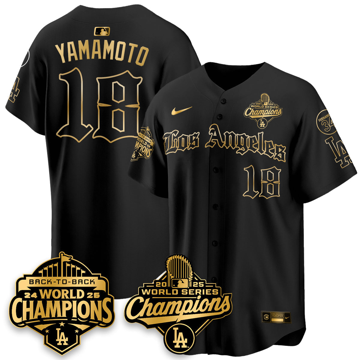 LAD 2025 World Series Champions Vapor Premier Limited Jersey - LA Gothic Edition - Stitched N2
