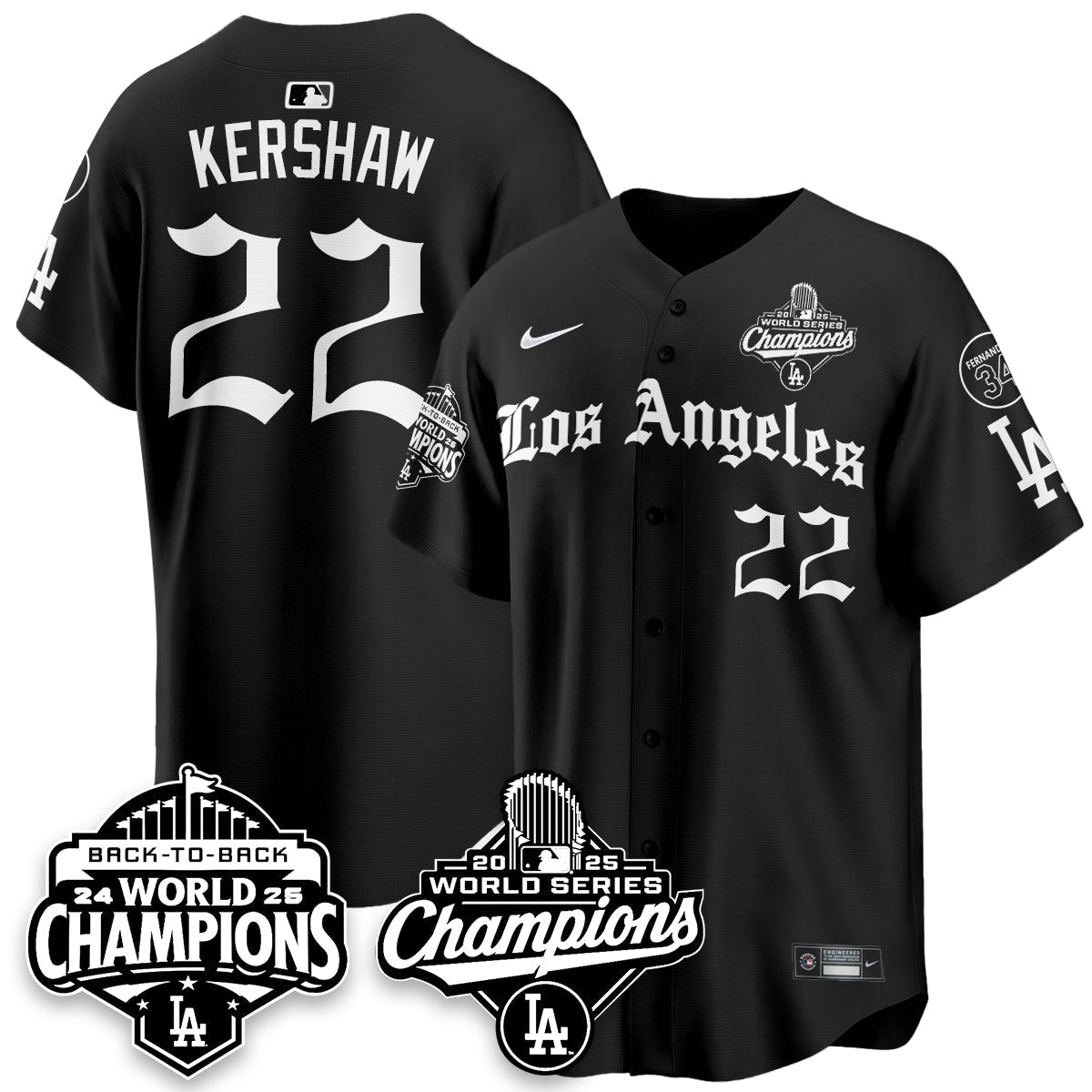 LAD 2025 World Series Champions Vapor Premier Limited Jersey - LA Gothic Edition - Stitched N2