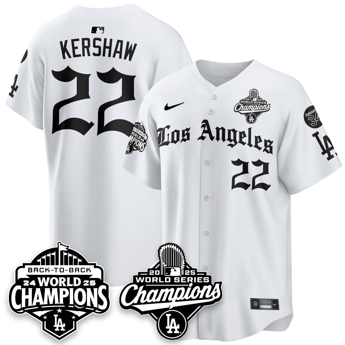 LAD 2025 World Series Champions Vapor Premier Limited Jersey - LA Gothic Edition - Stitched N2