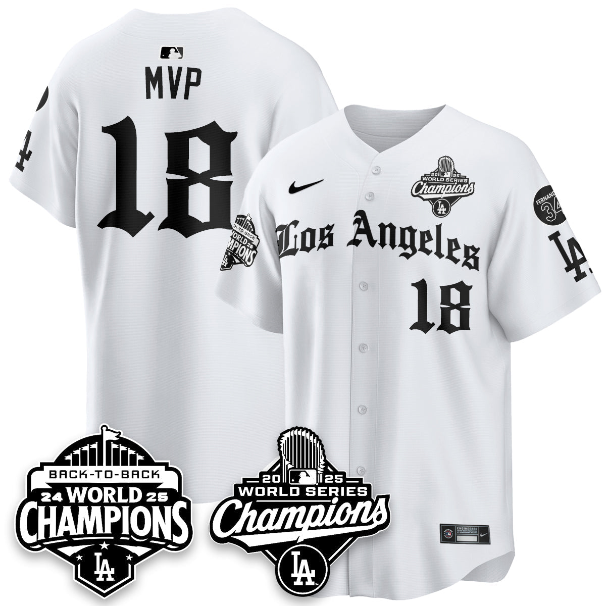 LAD 2025 World Series Champions Vapor Premier Limited Jersey - LA Gothic Edition - Stitched N2