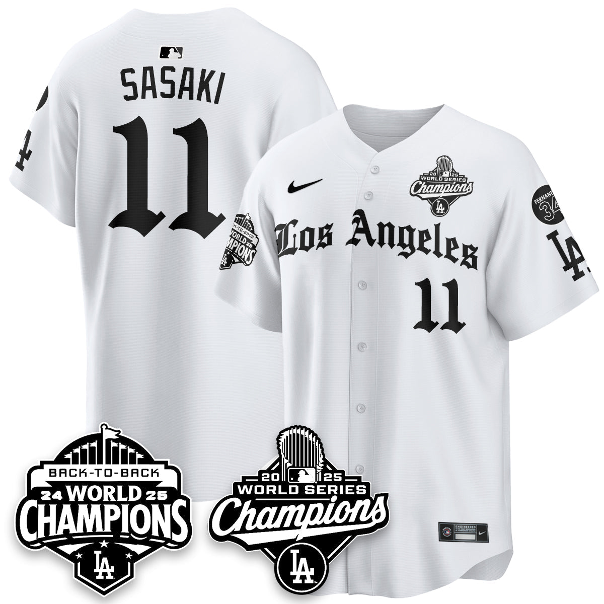 LAD 2025 World Series Champions Vapor Premier Limited Jersey - LA Gothic Edition - Stitched N2