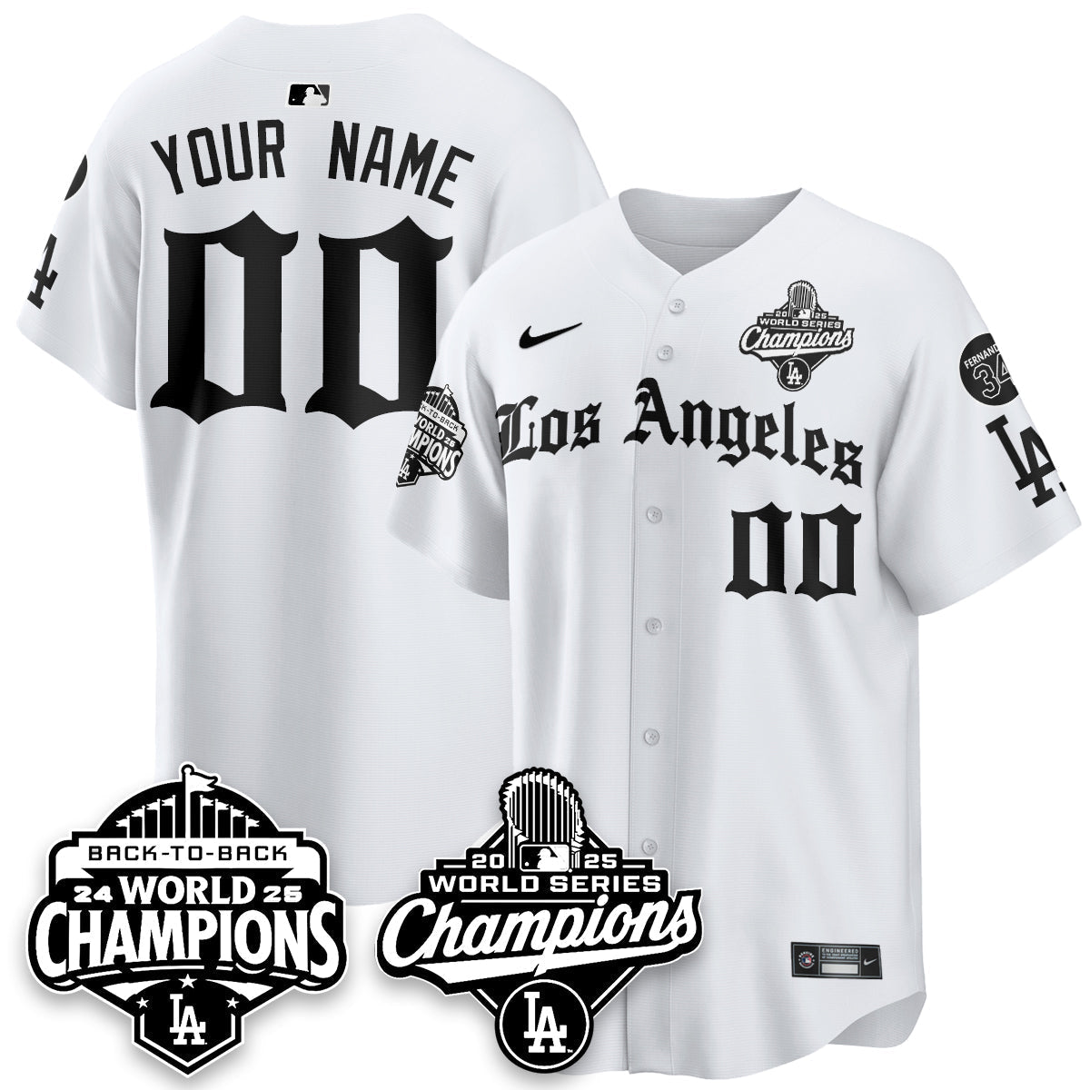LAD 2025 World Series Champions Vapor Premier Limited Jersey - LA Gothic Edition - Stitched N2