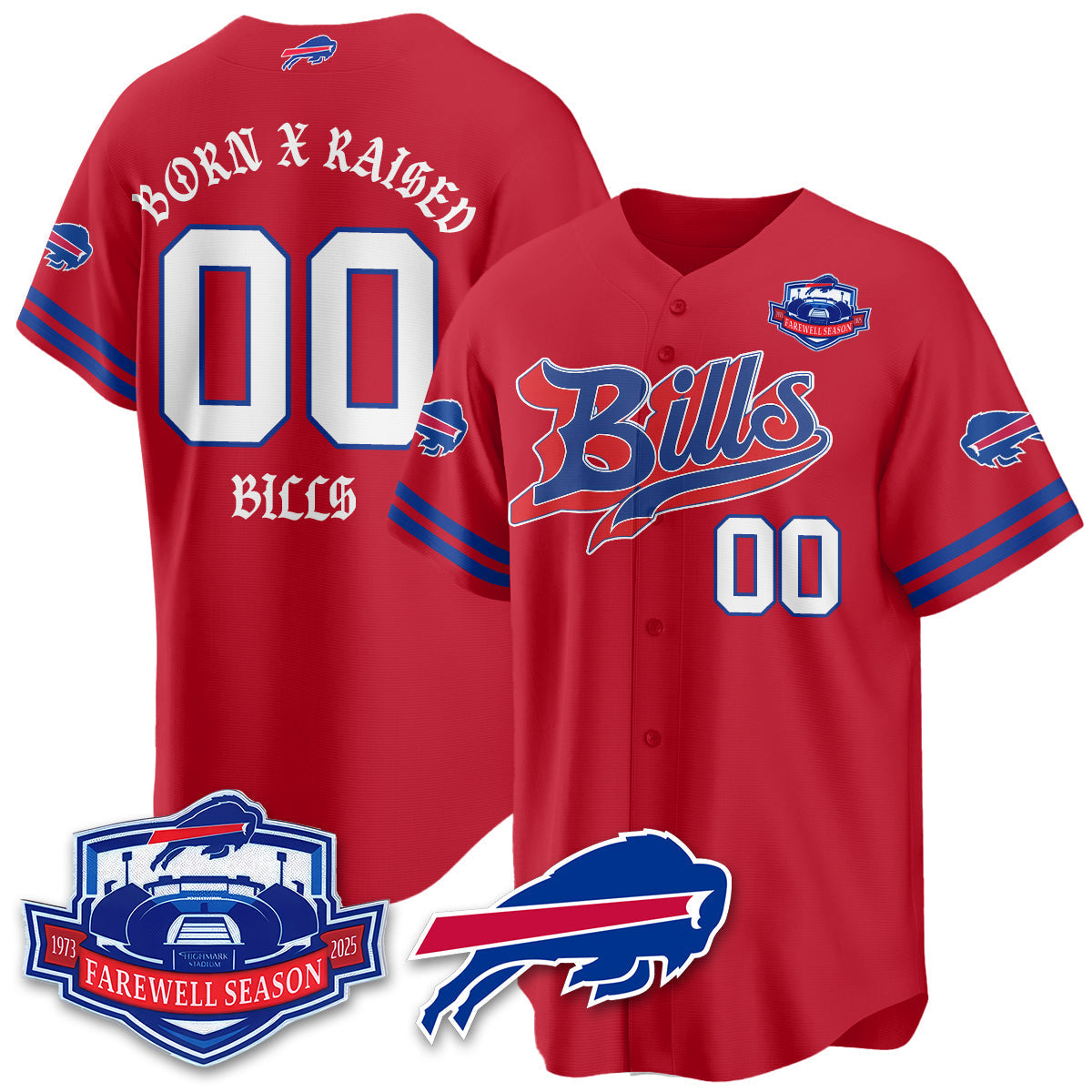 BUF Born x Raised Baseball Jersey - Stitched