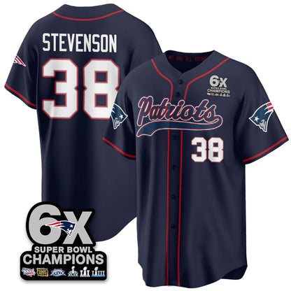 NE 6-Time Champions Patch Vapor Baseball Jersey - Stitched