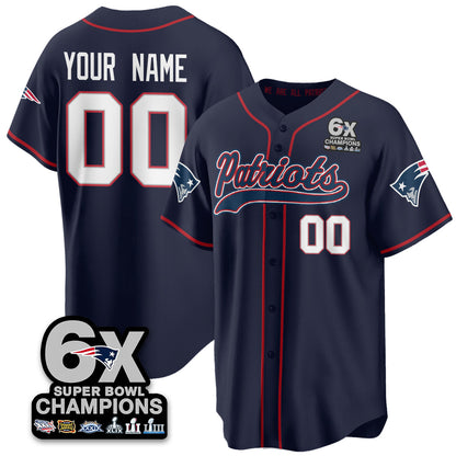 Custom NE 6-Time Champions Patch Vapor Baseball Jersey - Stitched