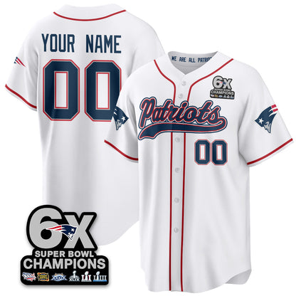 Custom NE 6-Time Champions Patch Vapor Baseball Jersey - Stitched