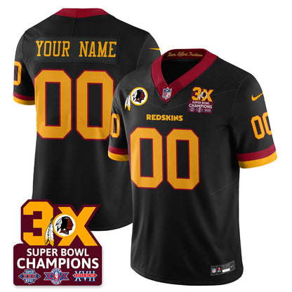 Custom WAS 3-Time Champions Patch Vapor Limited Jersey - Stitched