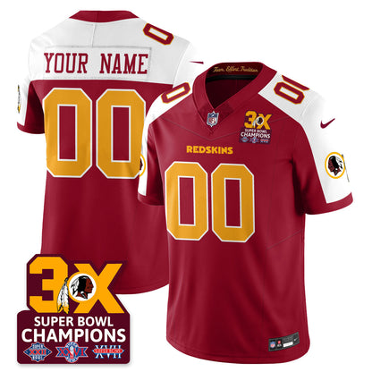 Custom WAS 3-Time Champions Patch Vapor Limited Jersey - Stitched