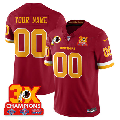 WAS 3-Time Champions Patch Vapor Limited Throwback Jersey - Stitched